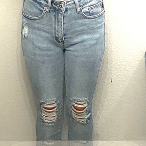 light washed distressed jeans